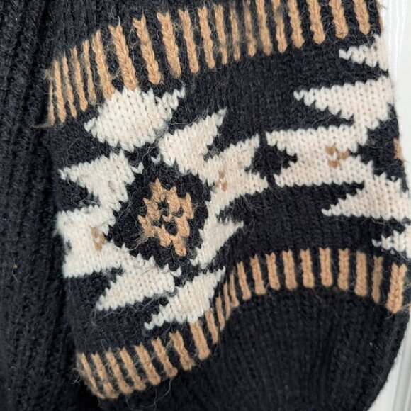 Driftwood Aztec Duster Cardigan Womens Size Medium Black Ribbed Open Sweater - Picture 8 of 9